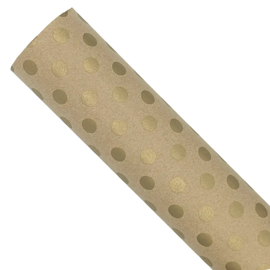 Papier kraft - brun à pois dorés