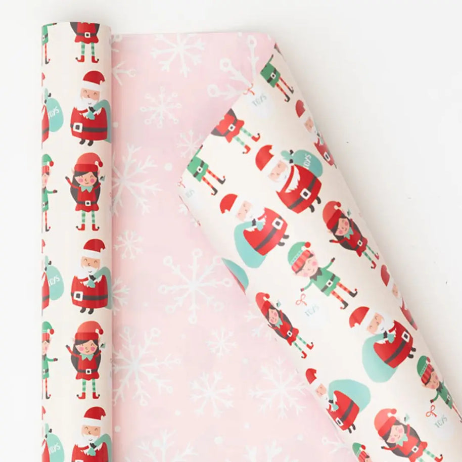Santa and Snowflakes - Double-Sided Christmas Paper