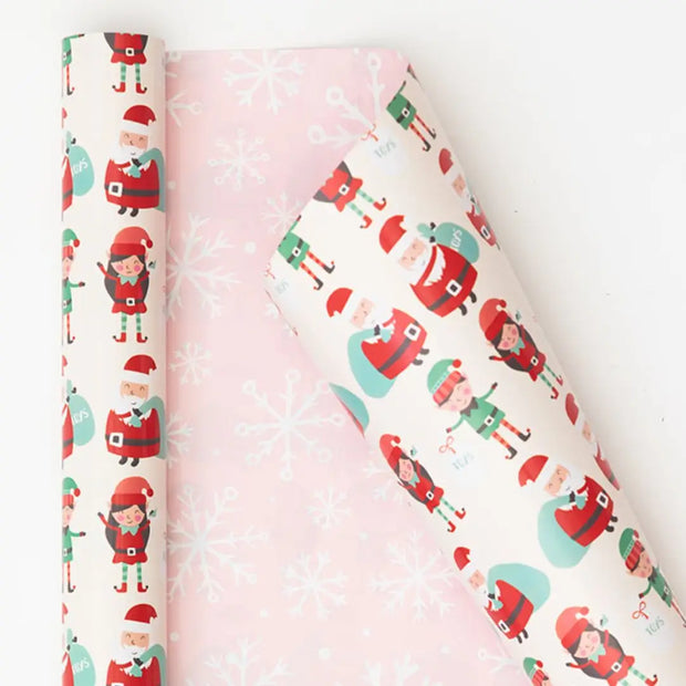 Santa and Snowflakes - Double-Sided Christmas Paper