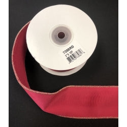 Red Velvet Ribbon with Gold Wired Edge - 2"