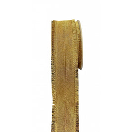 Gold Woven Wire Ribbon with Fringe - 1.5