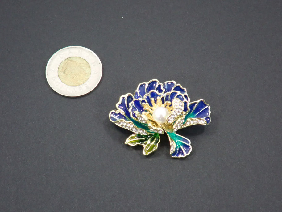 Broche Fleur de Pivoine - Bleue - 2 Styles