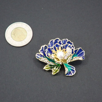 Broche Fleur de Pivoine - Bleue - 2 Styles