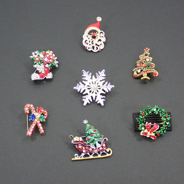 Brooches, Christmas Theme, Rhinestones (+ Options)
