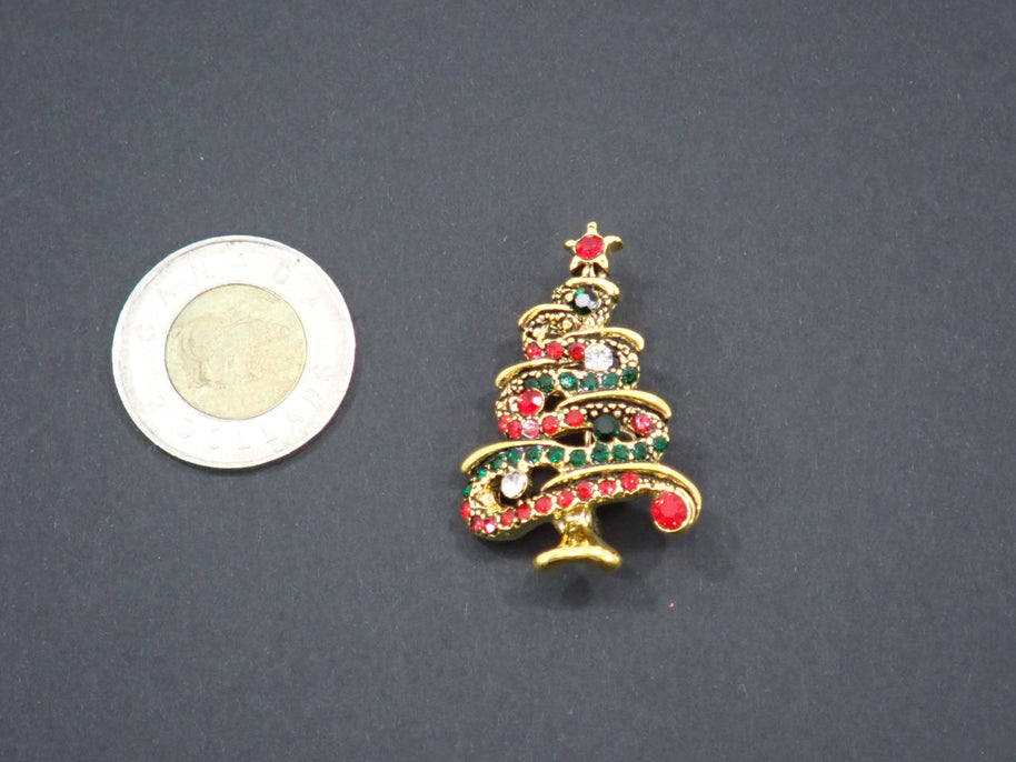 Broches, thème Noël, strass (+ options)