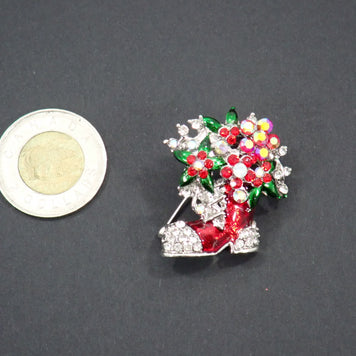 Broches, thème Noël, strass (+ options)
