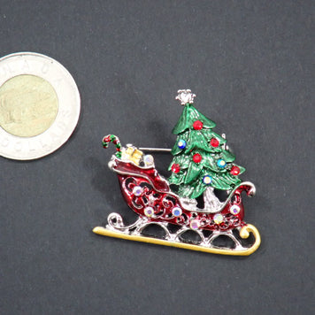 Broches, thème Noël, strass (+ options)
