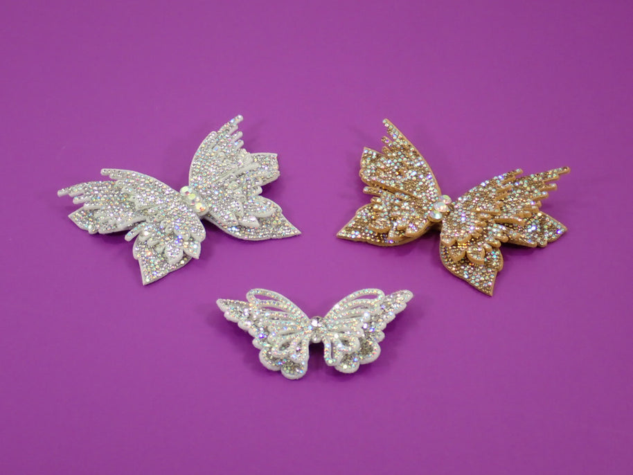 Applique papillon en strass - 3D (+ Options)