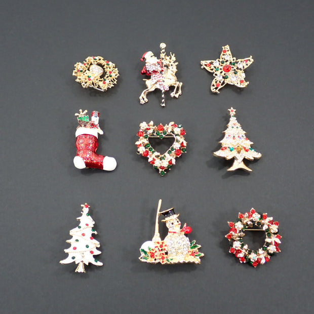 Brooches, Christmas Theme, Rhinestones (+ Options)