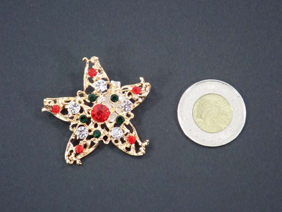 Broches, thème Noël, strass (+ options)