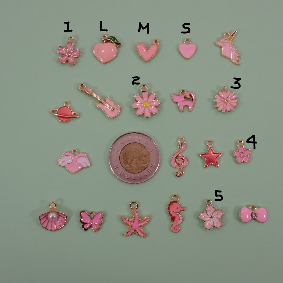 Breloques en émail rose clair - Petites