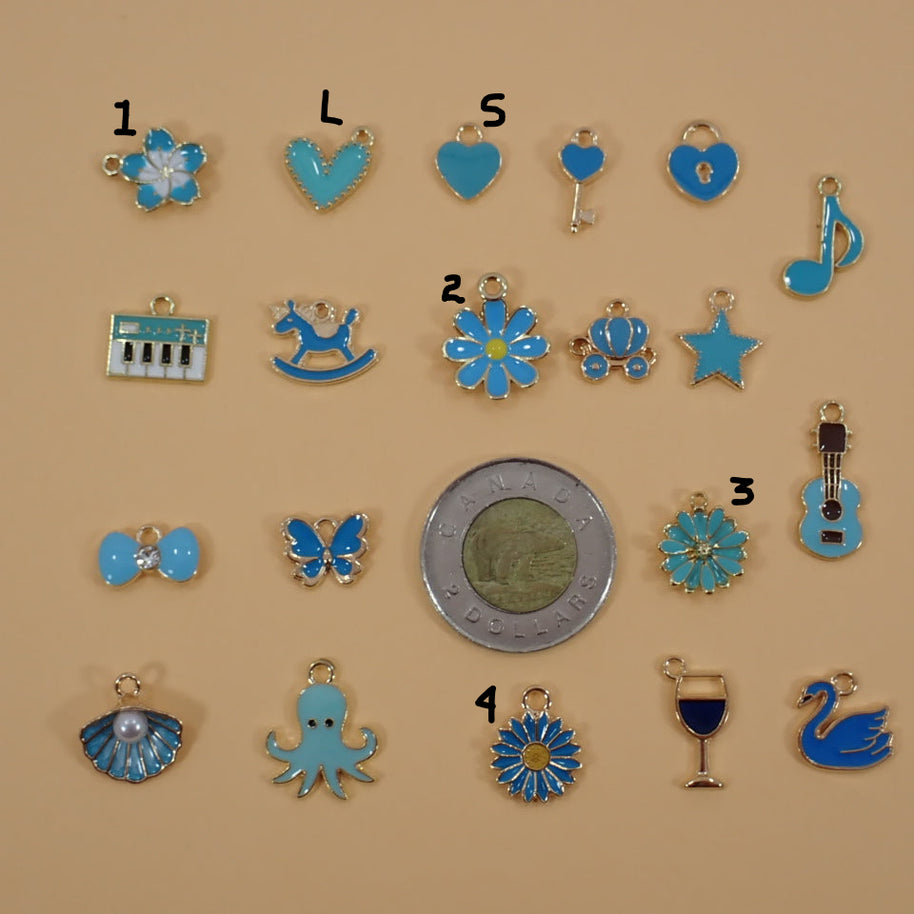 Light Blue Enamel Charms - Small