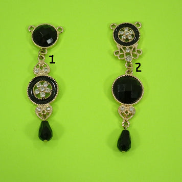 Pendants perles noires et cristaux