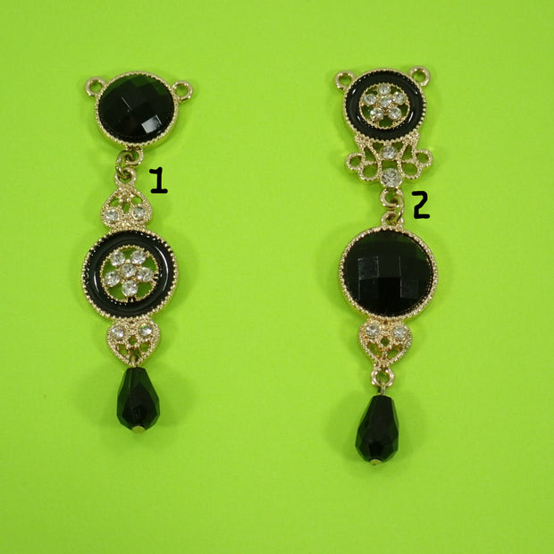 Black Bead and Crystal Dangles