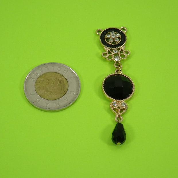 Black Bead and Crystal Dangles
