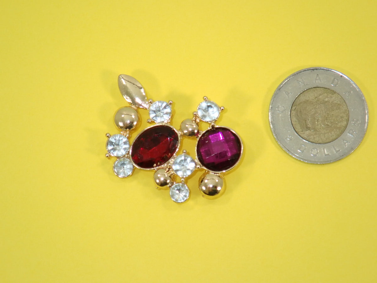 Pink & Red Bead and Crystal Pendant