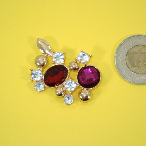 Pink & Red Bead and Crystal Pendant