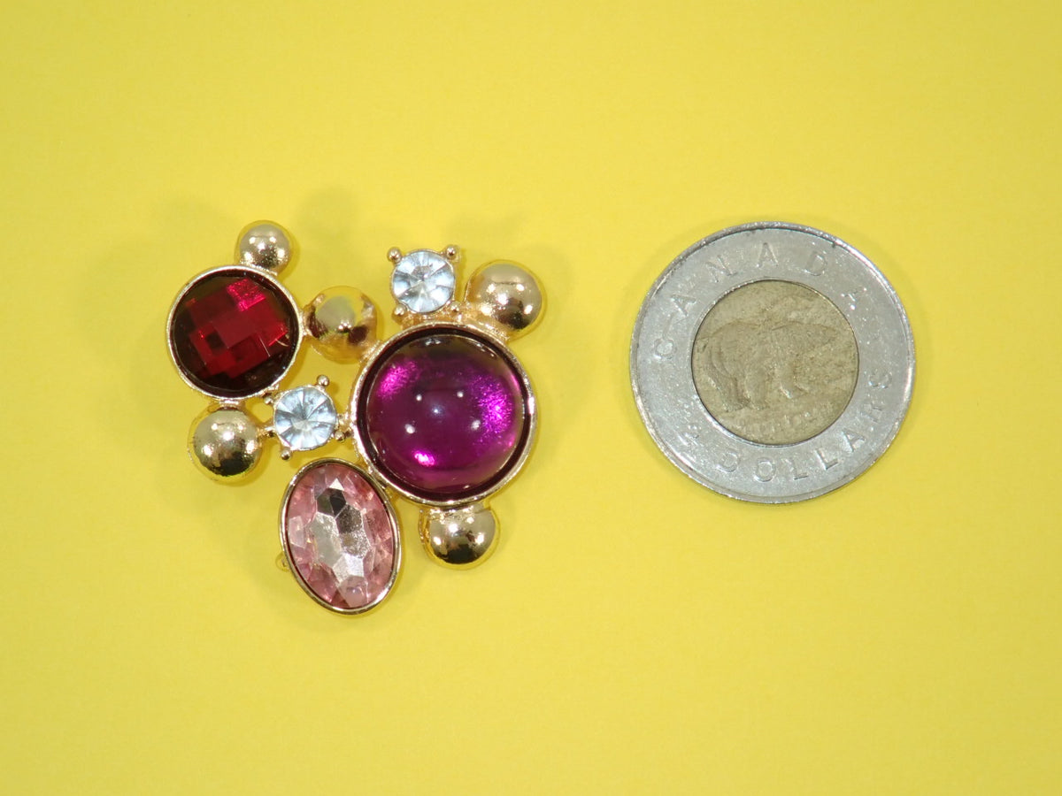 Pink & Red Bead and Crystal Pendant