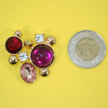 Pink & Red Bead and Crystal Pendant