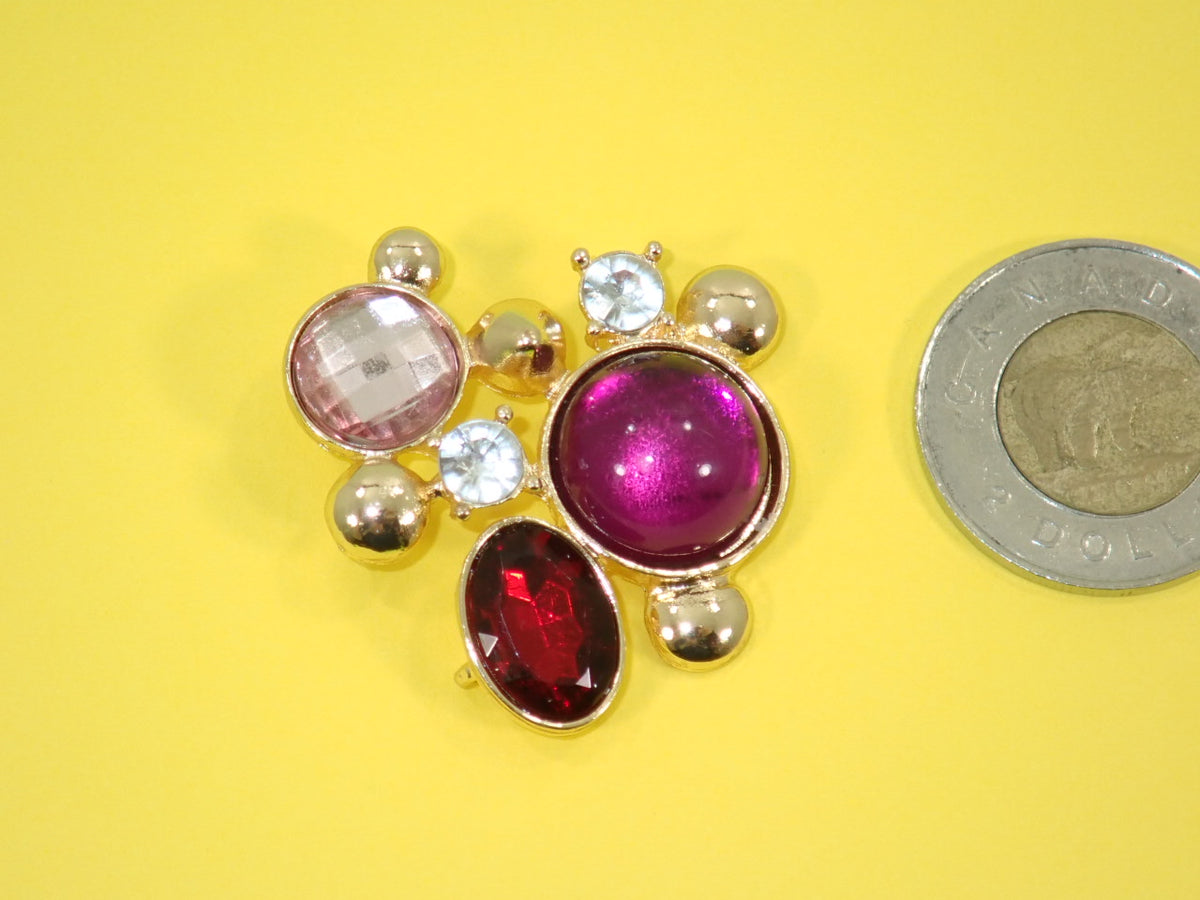 Pink & Red Bead and Crystal Pendant