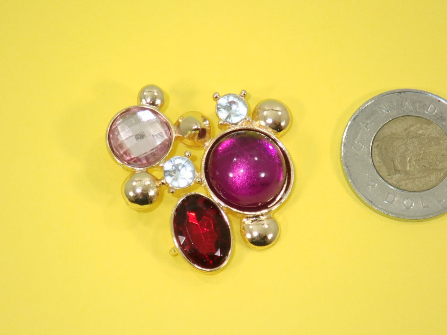Pink & Red Bead and Crystal Pendant