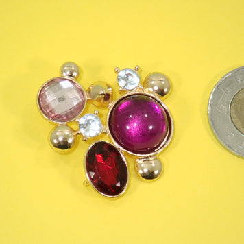 Pink & Red Bead and Crystal Pendant