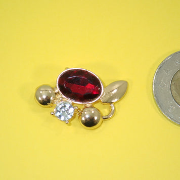 Pink & Red Bead and Crystal Pendant