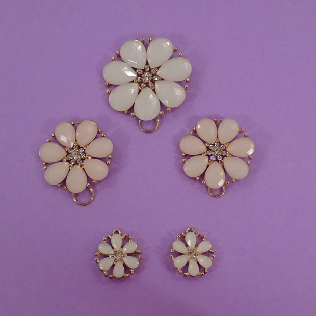 White and Pale Pink Faceted Teardrop Crystal Pendants