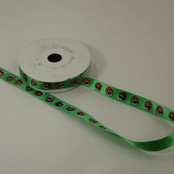 Green Satin Christmas Ribbon - 1/2