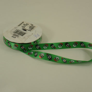 Green Satin Christmas Ribbon - 1/2