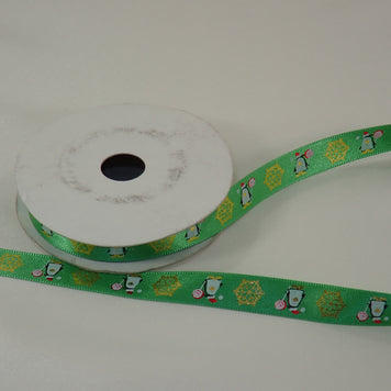 Green Satin Christmas Ribbon - 1/2