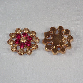 Pink and Gold Crystal Flatback Cabochon