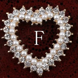 Crystal and Pearl Heart,  Flatback Cabochon