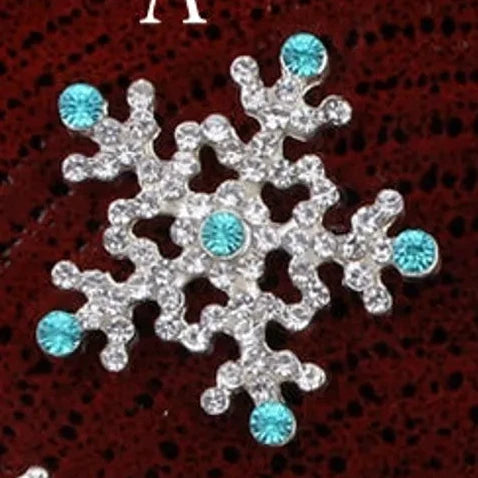 Crystal Snowflake with Blue Crystals,  Flatback Cabochon
