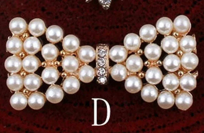 Pearl and Crystal Bowtie,  Flatback Cabochon