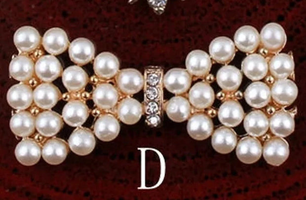 Pearl and Crystal Bowtie,  Flatback Cabochon