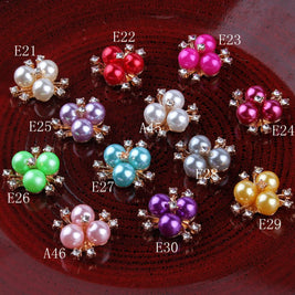Pearl Flower and Rhinestone Flatback Cabochon (+ Options)
