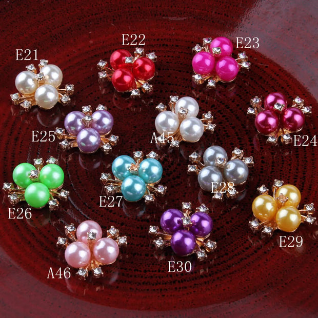 Pearl Flower and Rhinestone Flatback Cabochon (+ Options)