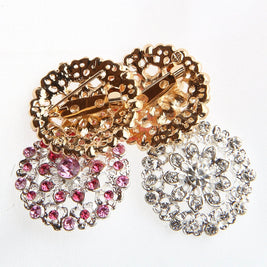 Round Rhinestone Brooches with Faceted Coloured Crystals (+ Options)
