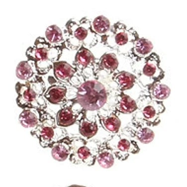 Round Rhinestone Brooches with Faceted Coloured Crystals (+ Options)
