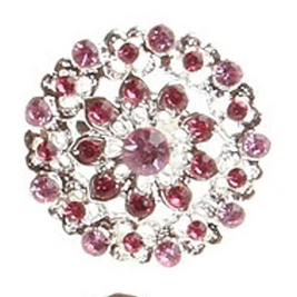 Round Rhinestone Brooches with Faceted Coloured Crystals (+ Options)