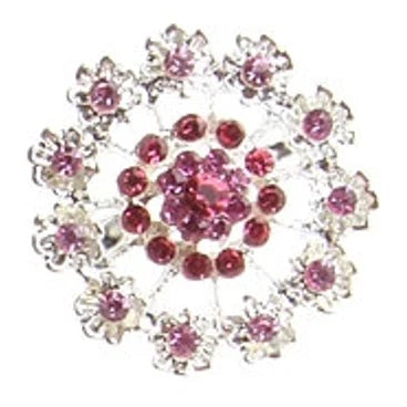 Round Rhinestone Brooches with Faceted Coloured Crystals (+ Options)